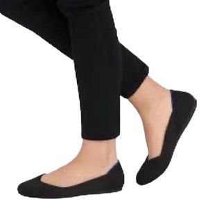 Rothy's The Flat Black Solid Knit Fabric Slip On Round Toe Everyday Ballet Flats